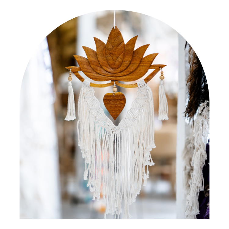 Wooden Lotus Heart Wall Hanging