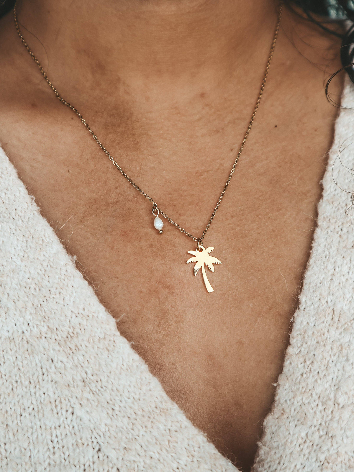 Coconut Tree with Pearl Gold Necklace by Bali Soul
