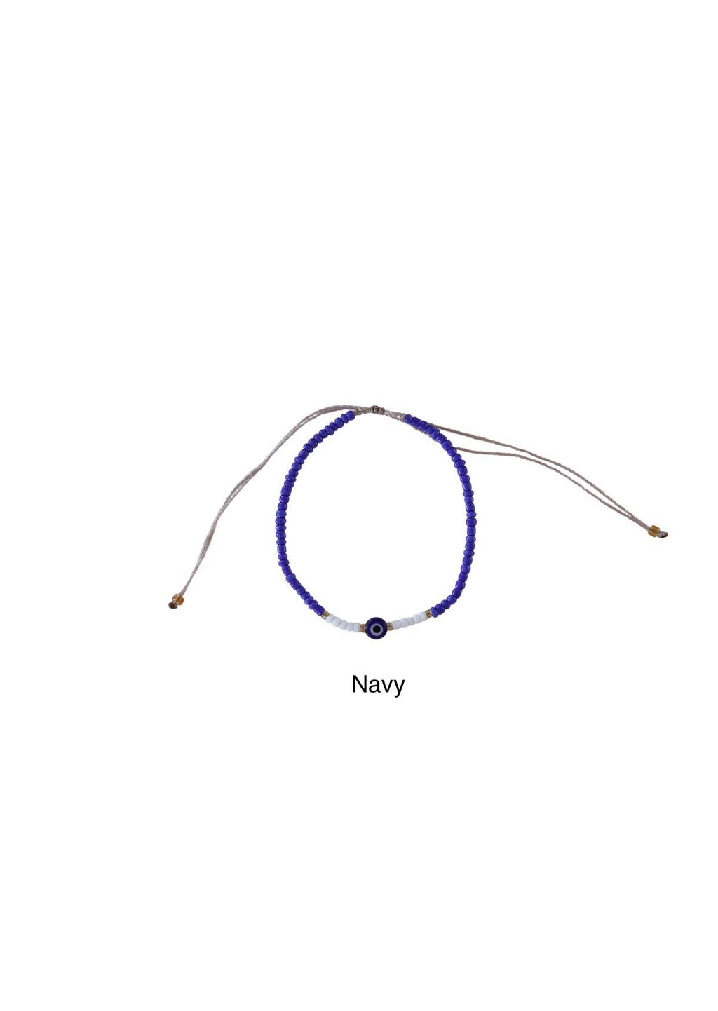 Ubud Evil Eye Seed Bead Bracelet: Blue