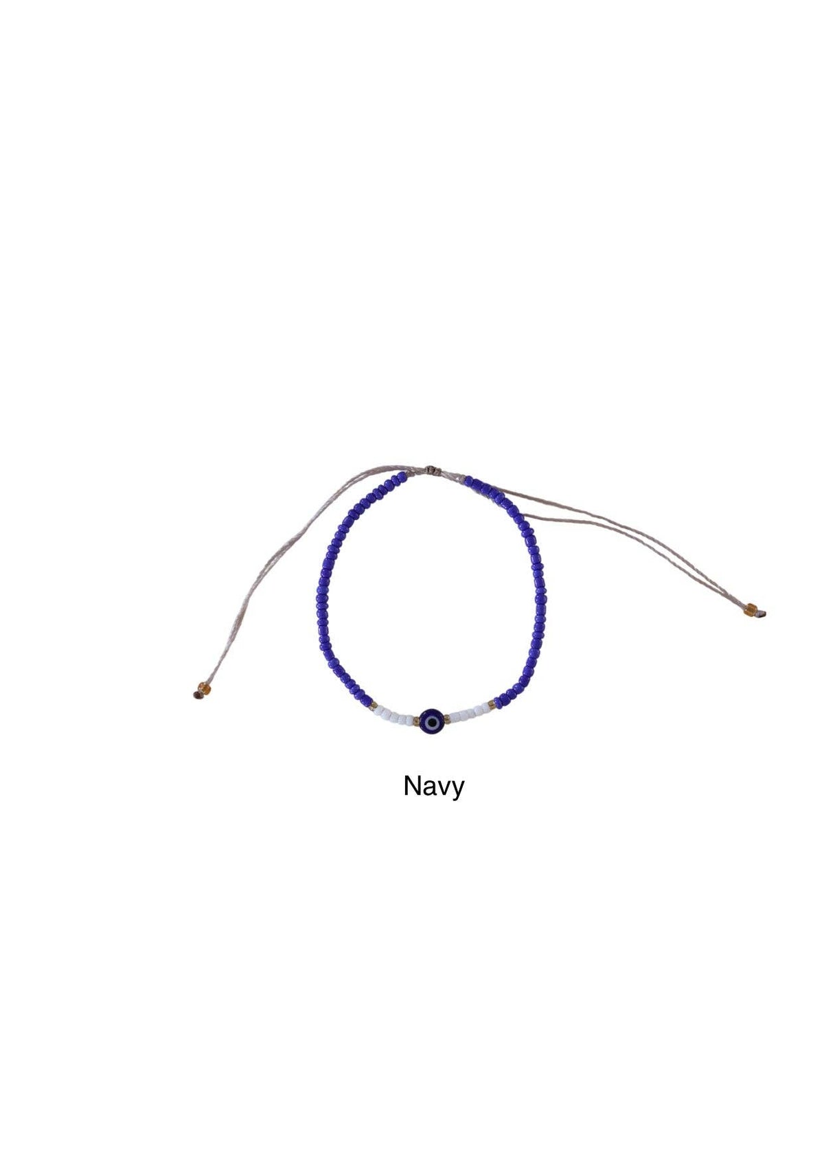 Ubud Evil Eye Seed Bead Bracelet: Blue