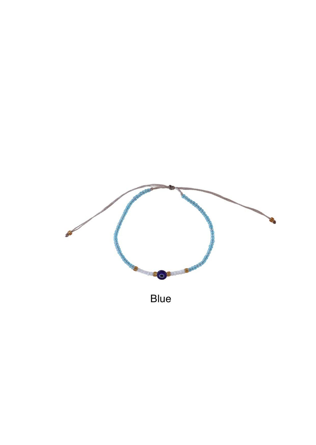 Ubud Evil Eye Seed Bead Bracelet: Blue