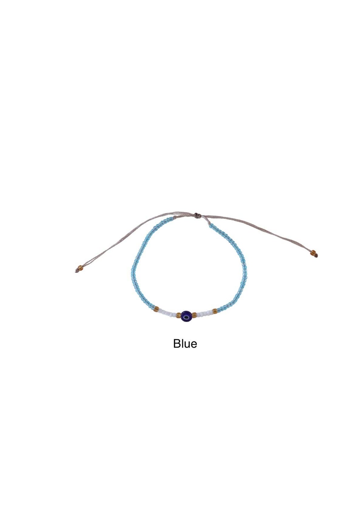 Ubud Evil Eye Seed Bead Bracelet: Blue