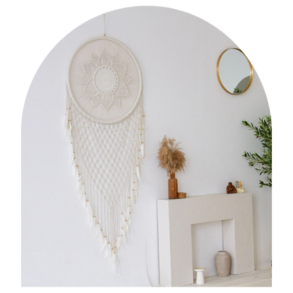 Large White floral dreamcatcher