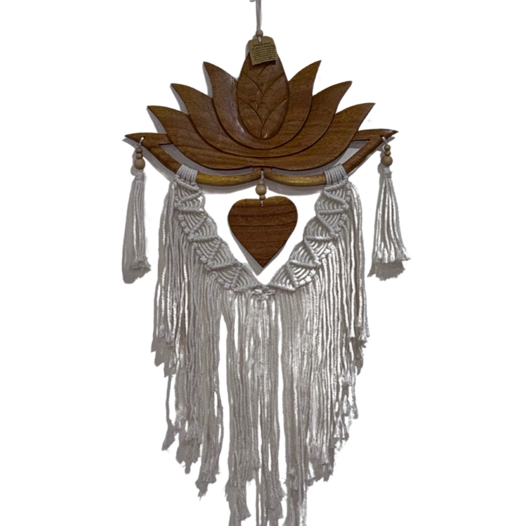 Wooden Lotus Heart Wall Hanging