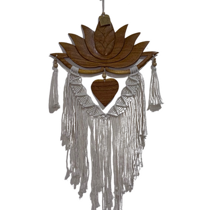 Wooden Lotus Heart Wall Hanging