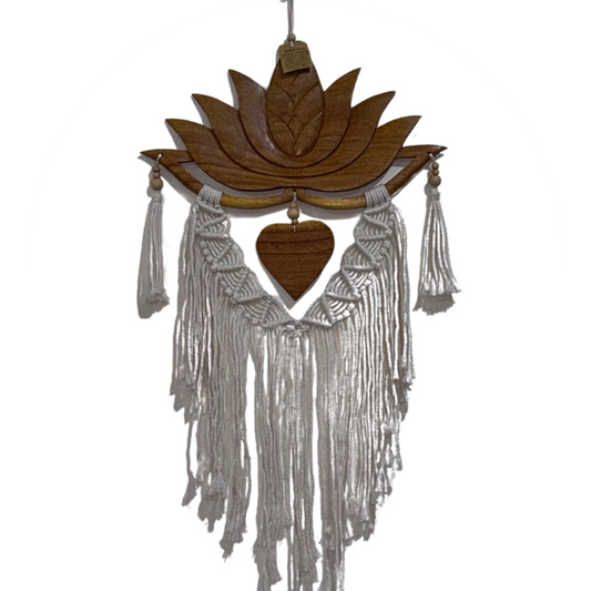 Wooden Lotus Heart Wall Hanging