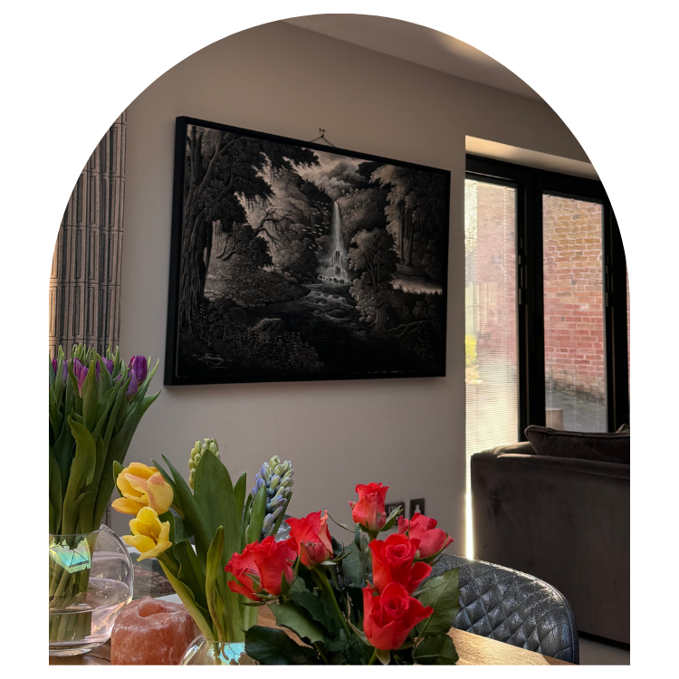 Tranquil River and Waterfall Scene