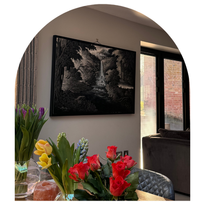 Tranquil River and Waterfall Scene