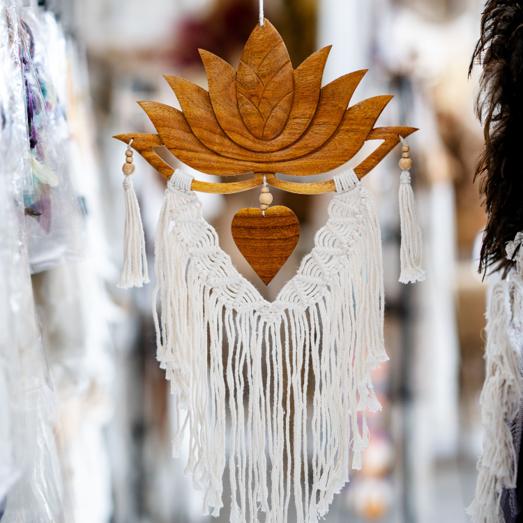 Wooden Lotus Heart Wall Hanging