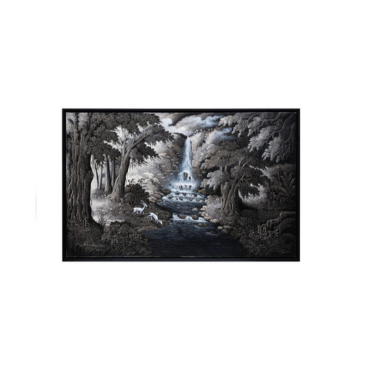 Tranquil River and Waterfall Scene