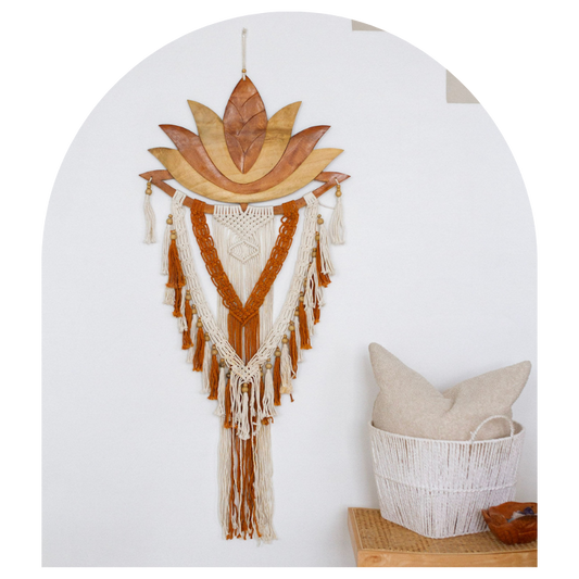 Wooden Lotus with Macramé