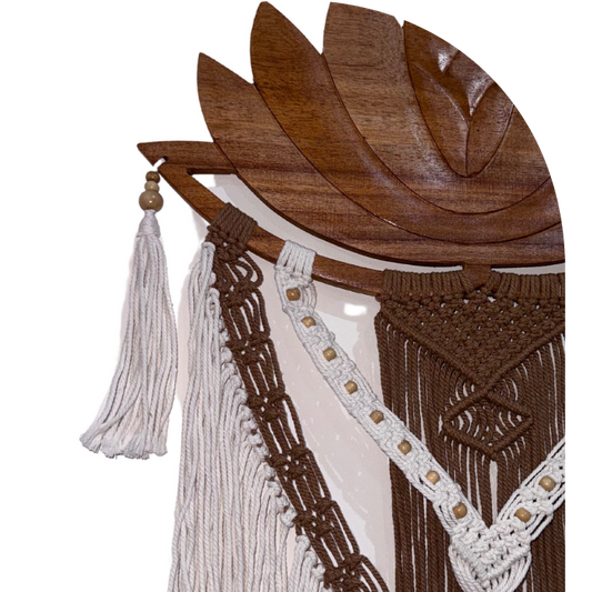 Wooden Lotus with Macramé