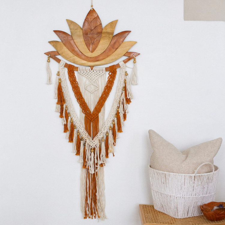 Wooden Lotus with Macramé